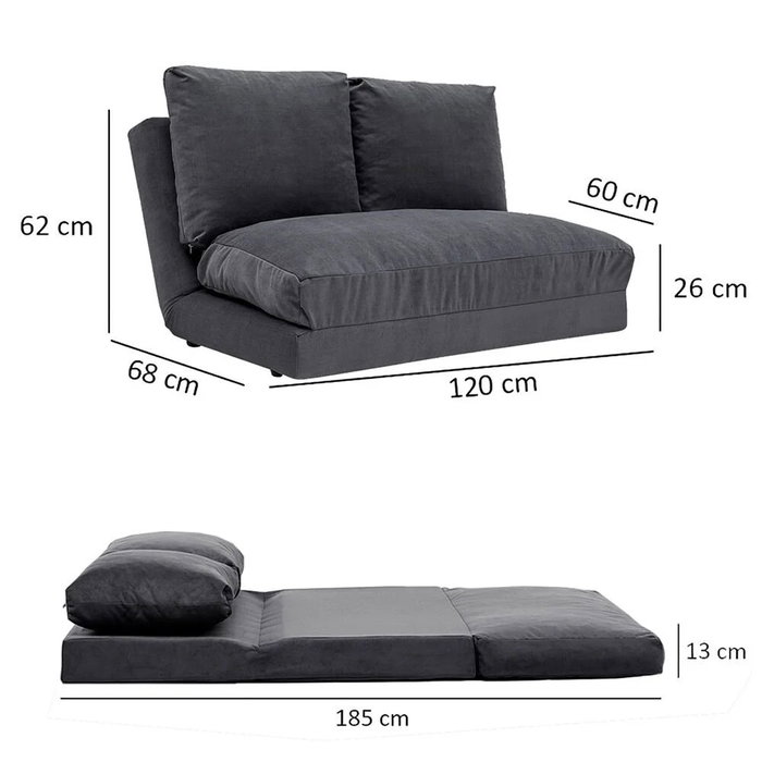 Atelier Del Sofa Taida - Sofá-cama de 2 plazas, Gris Atelier Del Sofa Taida - Sofá-cama de 2 plazas, Gris